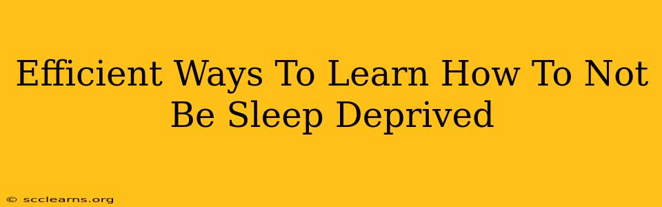 Efficient Ways To Learn How To Not Be Sleep Deprived