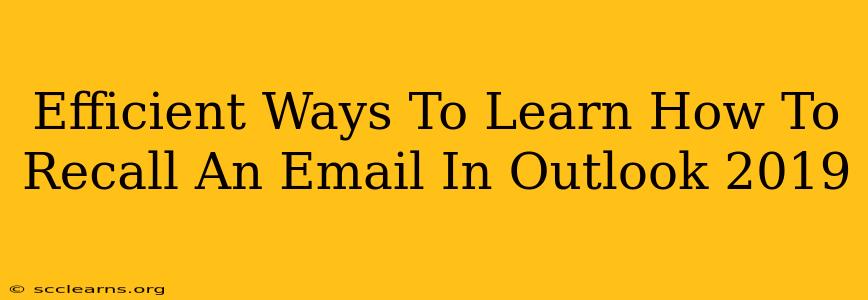 Efficient Ways To Learn How To Recall An Email In Outlook 2019