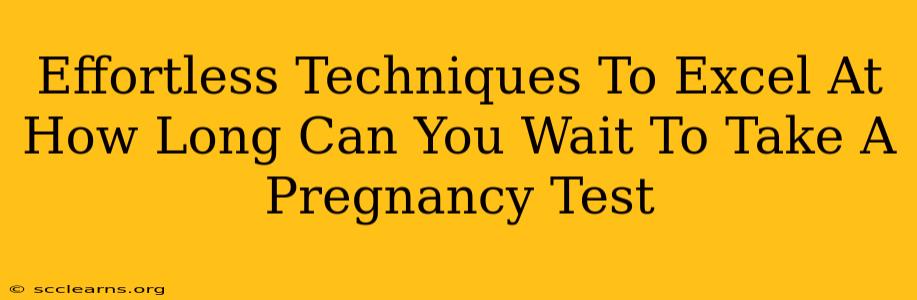 Effortless Techniques To Excel At How Long Can You Wait To Take A Pregnancy Test