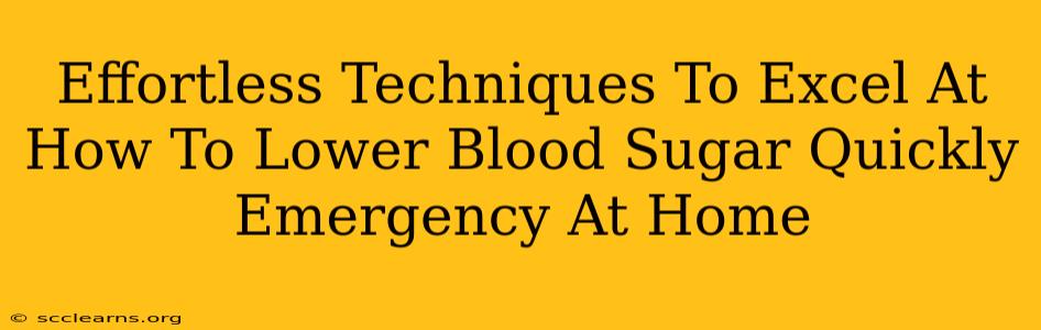 Effortless Techniques To Excel At How To Lower Blood Sugar Quickly Emergency At Home