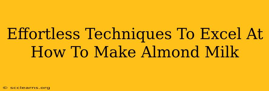 Effortless Techniques To Excel At How To Make Almond Milk