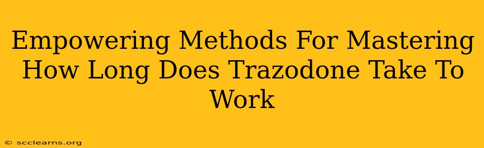 Empowering Methods For Mastering How Long Does Trazodone Take To Work