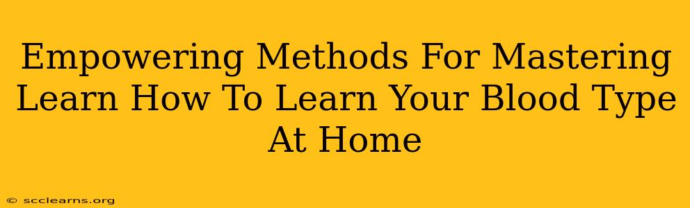 Empowering Methods For Mastering Learn How To Learn Your Blood Type At Home