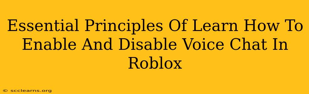 Essential Principles Of Learn How To Enable And Disable Voice Chat In Roblox