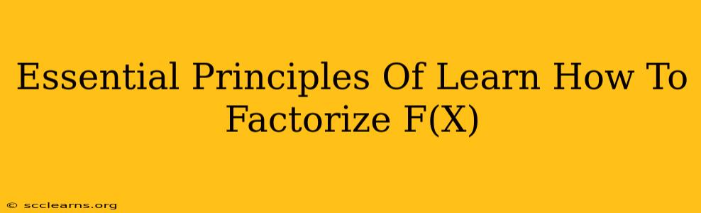 Essential Principles Of Learn How To Factorize F(X)