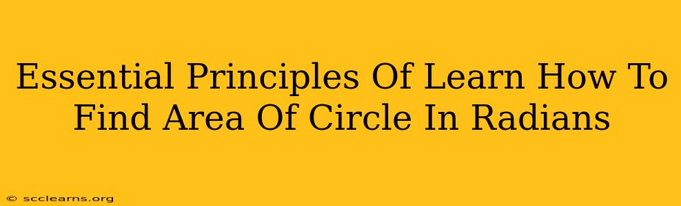 Essential Principles Of Learn How To Find Area Of Circle In Radians