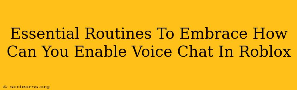 Essential Routines To Embrace How Can You Enable Voice Chat In Roblox