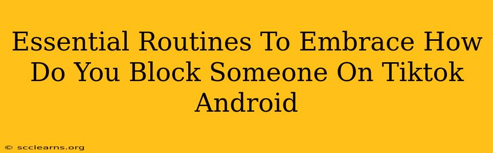 Essential Routines To Embrace How Do You Block Someone On Tiktok Android