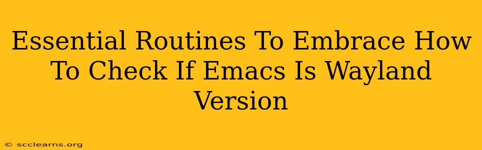 Essential Routines To Embrace How To Check If Emacs Is Wayland Version