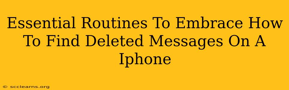 Essential Routines To Embrace How To Find Deleted Messages On A Iphone