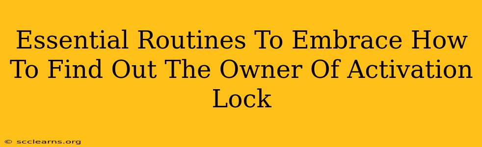 Essential Routines To Embrace How To Find Out The Owner Of Activation Lock