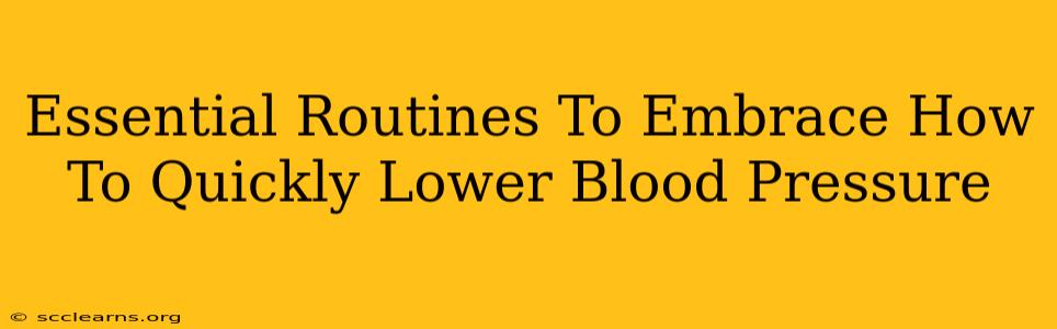 Essential Routines To Embrace How To Quickly Lower Blood Pressure