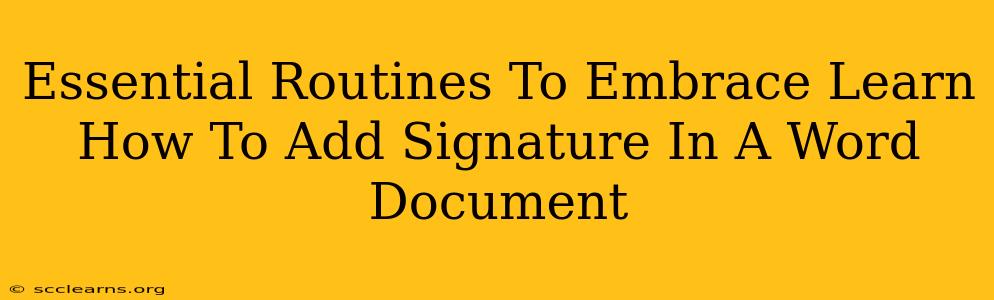 Essential Routines To Embrace Learn How To Add Signature In A Word Document