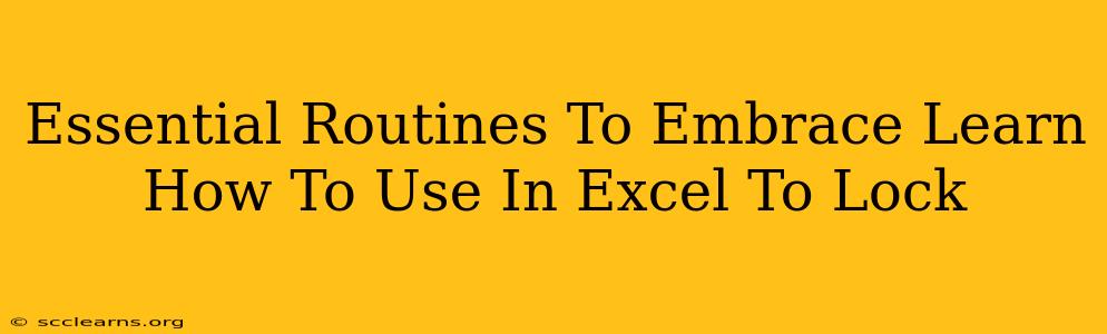 Essential Routines To Embrace Learn How To Use In Excel To Lock