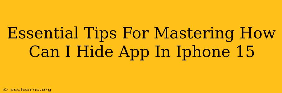 Essential Tips For Mastering How Can I Hide App In Iphone 15