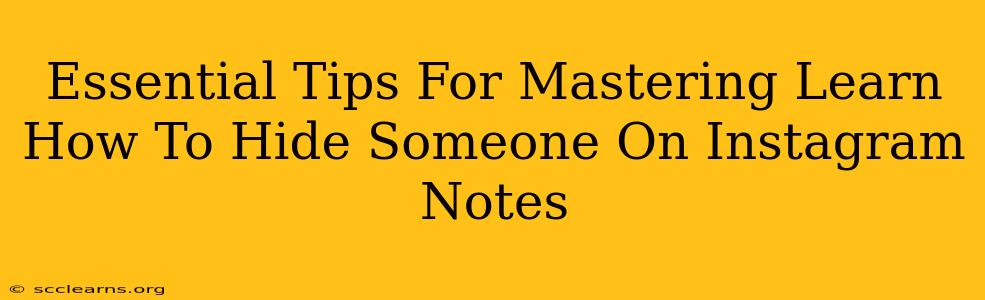 Essential Tips For Mastering Learn How To Hide Someone On Instagram Notes