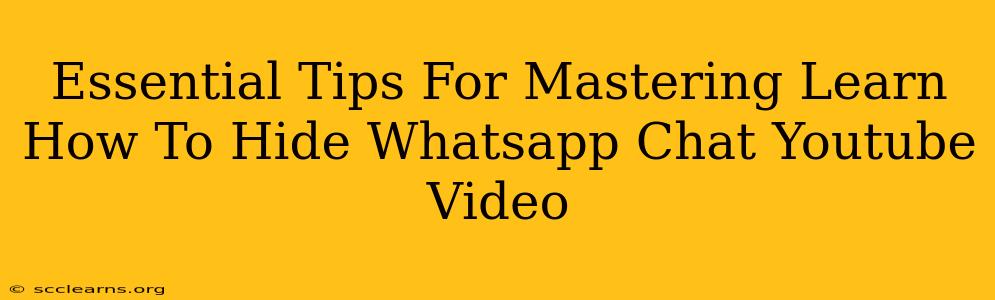 Essential Tips For Mastering Learn How To Hide Whatsapp Chat Youtube Video