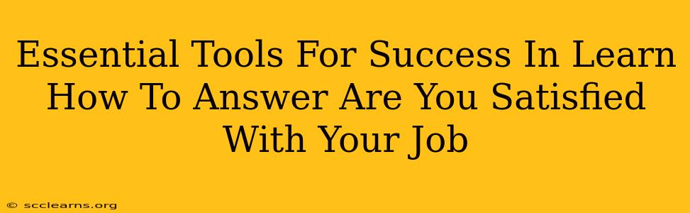 Essential Tools For Success In Learn How To Answer Are You Satisfied With Your Job