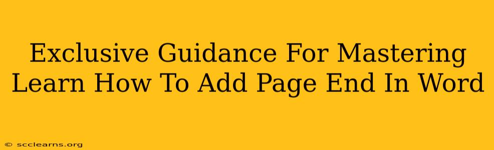 Exclusive Guidance For Mastering Learn How To Add Page End In Word