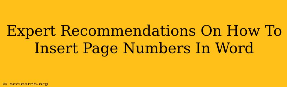 Expert Recommendations On How To Insert Page Numbers In Word