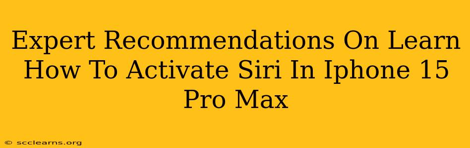 Expert Recommendations On Learn How To Activate Siri In Iphone 15 Pro Max