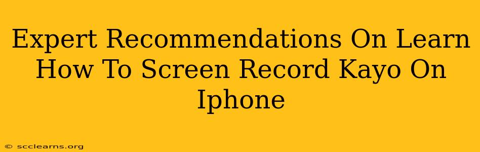 Expert Recommendations On Learn How To Screen Record Kayo On Iphone