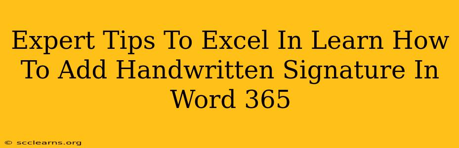 Expert Tips To Excel In Learn How To Add Handwritten Signature In Word 365