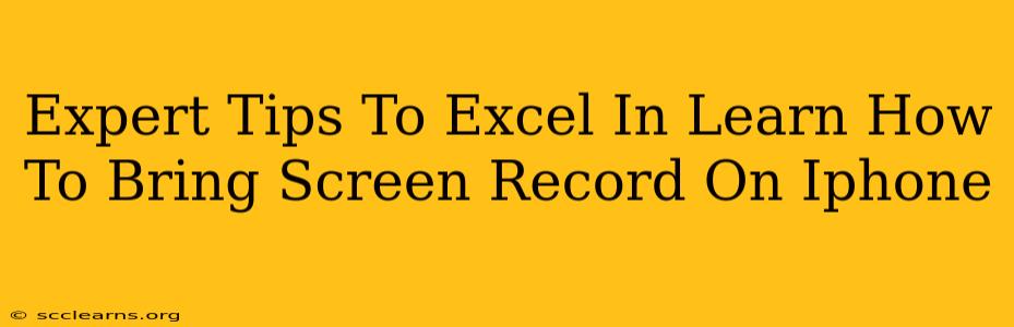 Expert Tips To Excel In Learn How To Bring Screen Record On Iphone