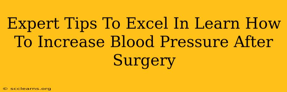 Expert Tips To Excel In Learn How To Increase Blood Pressure After Surgery