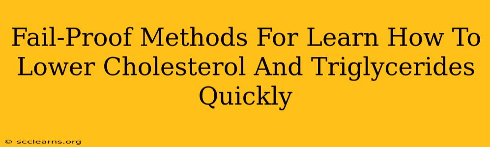 Fail-Proof Methods For Learn How To Lower Cholesterol And Triglycerides Quickly