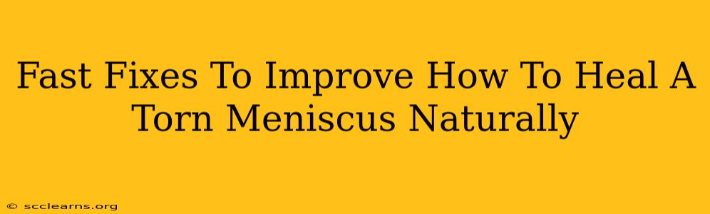 Fast Fixes To Improve How To Heal A Torn Meniscus Naturally