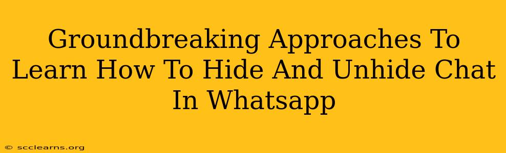 Groundbreaking Approaches To Learn How To Hide And Unhide Chat In Whatsapp