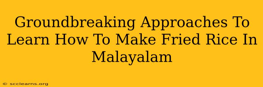 Groundbreaking Approaches To Learn How To Make Fried Rice In Malayalam