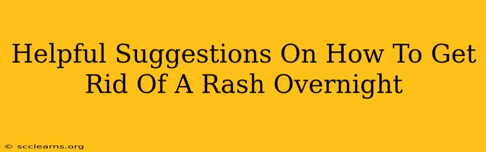 Helpful Suggestions On How To Get Rid Of A Rash Overnight