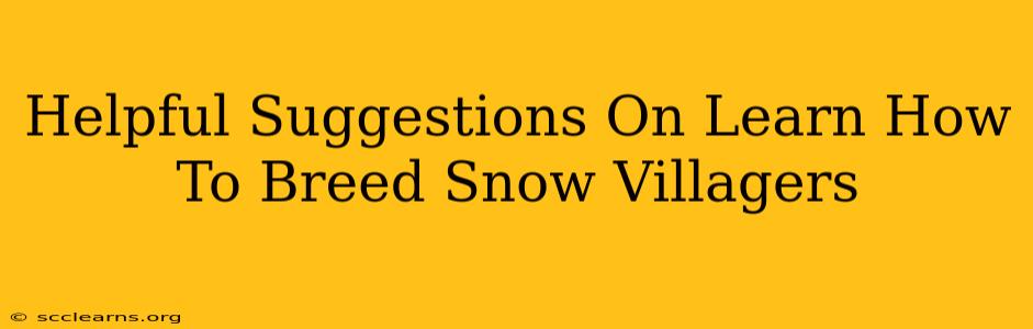 Helpful Suggestions On Learn How To Breed Snow Villagers