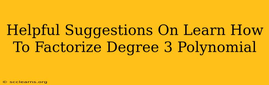 Helpful Suggestions On Learn How To Factorize Degree 3 Polynomial