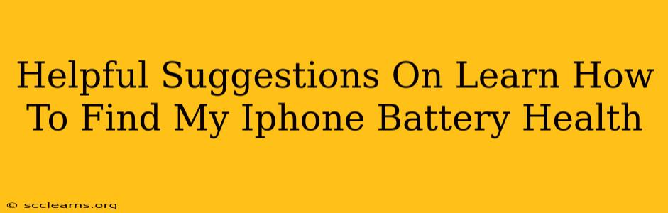 Helpful Suggestions On Learn How To Find My Iphone Battery Health