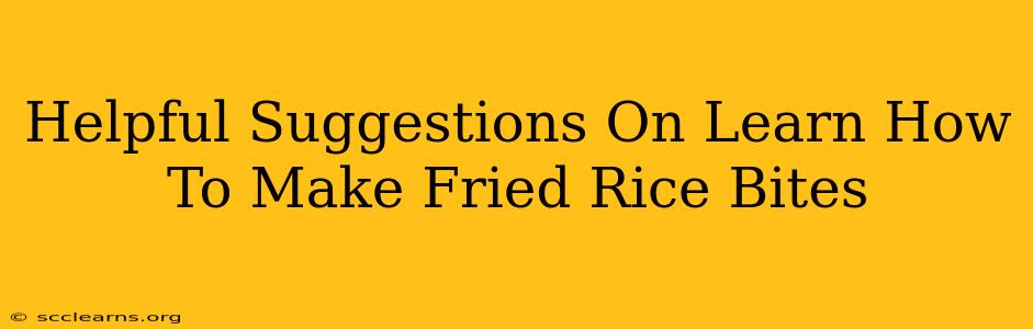 Helpful Suggestions On Learn How To Make Fried Rice Bites