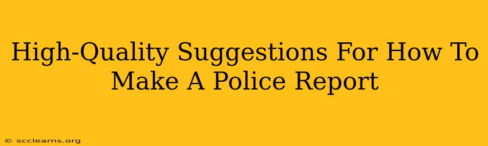 High-Quality Suggestions For How To Make A Police Report