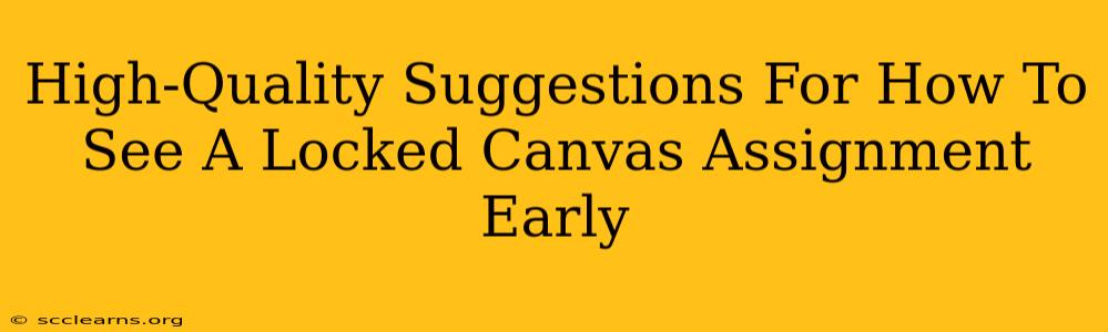 High-Quality Suggestions For How To See A Locked Canvas Assignment Early