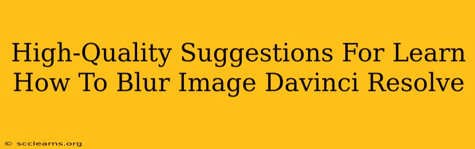 High-Quality Suggestions For Learn How To Blur Image Davinci Resolve