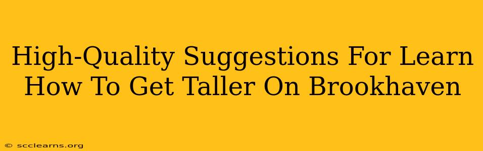 High-Quality Suggestions For Learn How To Get Taller On Brookhaven