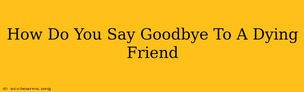 How Do You Say Goodbye To A Dying Friend