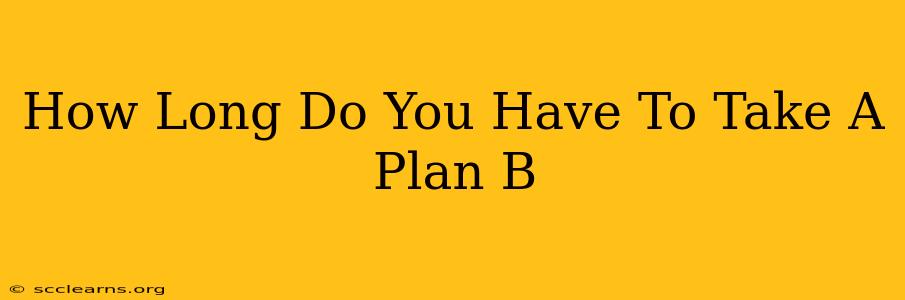 How Long Do You Have To Take A Plan B