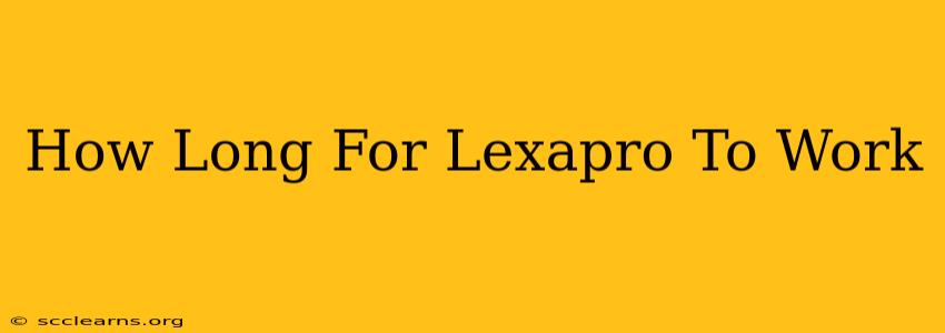 How Long For Lexapro To Work