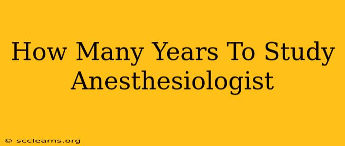 How Many Years To Study Anesthesiologist