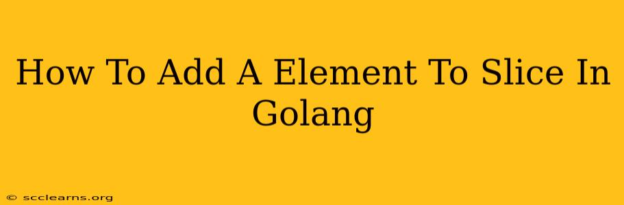 How To Add A Element To Slice In Golang