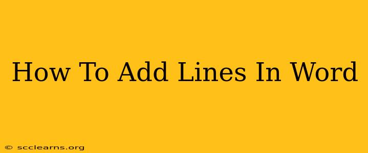 How To Add Lines In Word