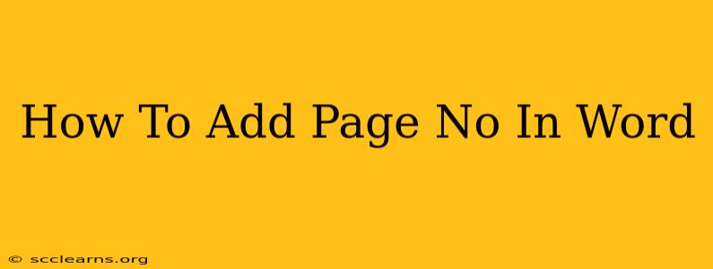 How To Add Page No In Word