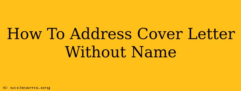 How To Address Cover Letter Without Name